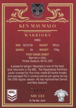 2019 NRL Elite - Mojo Ruby #MR133 Ken Maumalo Back
